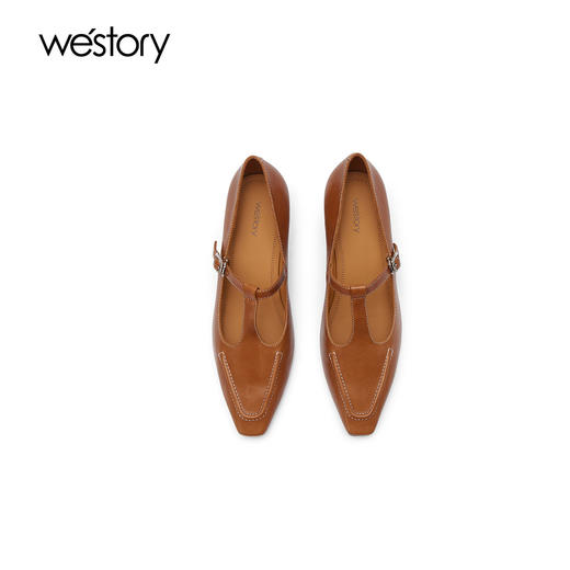 westory春秋新款时尚优雅单鞋低跟小尖头玛丽珍气质百搭单鞋女W24CE74531 商品图3
