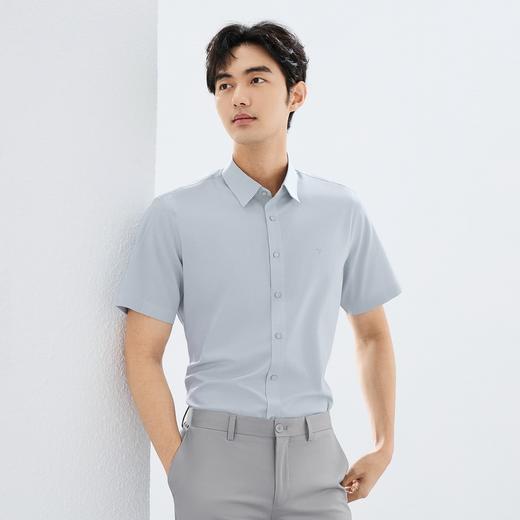 【含莫代尔】柒牌格纹提花短袖衬衫男士夏季新品时尚休闲翻领衬衣128A71350 商品图1
