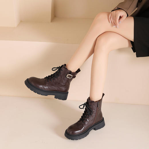 westory2024年秋冬新款优雅风厚底平跟百搭短靴马丁靴S24DS84861 商品图2