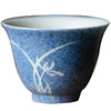 洒蓝釉盖碗 杯子 兰花留白设计 雅致清新 瓷器 商品缩略图1