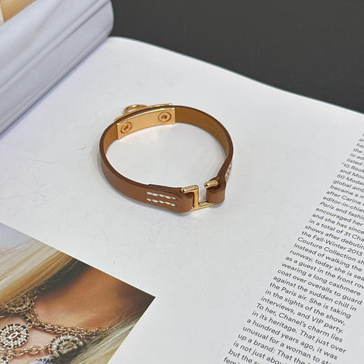 爱马仕 玫瑰金 金棕 swif皮 Rivale mini  手环 商品图3