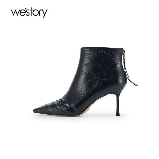 westory2024年秋冬新款优雅风中高跟百搭短靴切尔西W24DS84301 商品图4