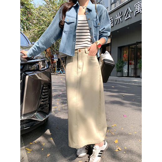 <曾小咸推荐>百搭休闲3色高腰牛仔半身裙 商品图0