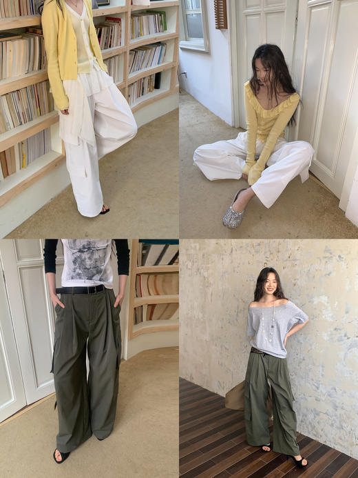 素舶 抗皱亲肤面料两色中腰大口袋阔腿宽松休闲裤SUPERSCAPE 商品图4