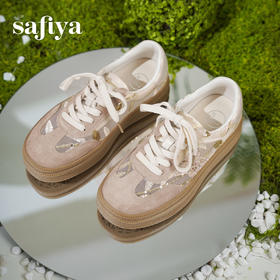 预售10天|Safiya/索菲娅2025千金风厚底百搭拼色蕾丝休闲增高德训鞋SFD1112215
