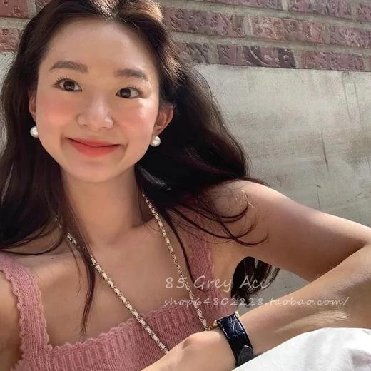 Oflye潮流饰品 正圆大颗珍珠耳环复古高质感轻奢耳钉法式气质时尚小灯泡银针耳饰 商品图2