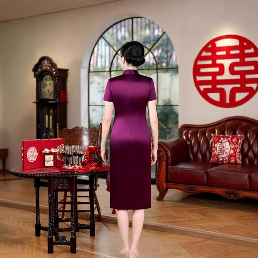 LHS-CB112喜婆婆高端礼服2025新款大码旗袍改良连衣裙气质敬酒服春夏 商品图4