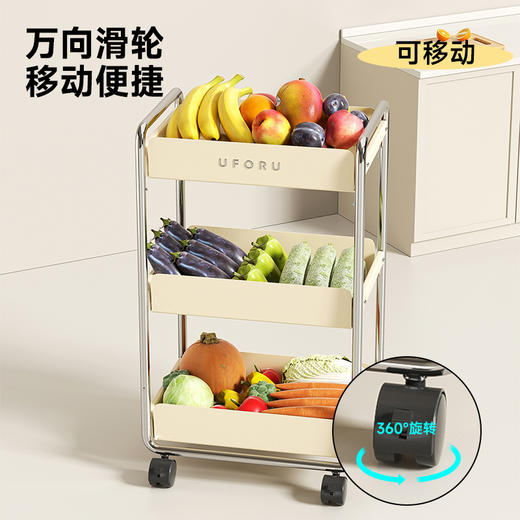摩登主妇菜篮子蔬菜置物架零食小推车多功能落地多层厨房收纳架子 商品图3