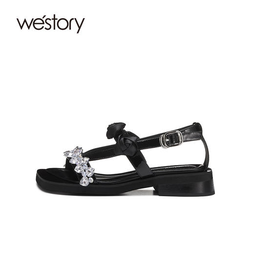 westory女鞋夏季方头水钻厚底花朵休闲凉鞋W22BG61371 商品图2