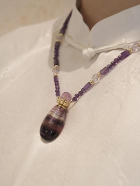 MELI&MOLI |紫莹大号水滴形吊坠心形珠点缀紫水晶珠串项链—五行之火