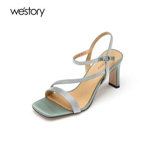 westory细高跟凉鞋夏季气质百搭一字扣仙女风单鞋W22BG61271 商品图0