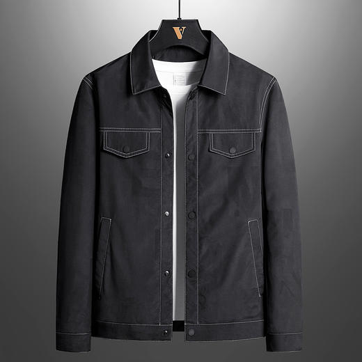 男士夹克加厚 长袖印字母春秋季新款外套青年韩版休闲翻领夹克男装 商品图4