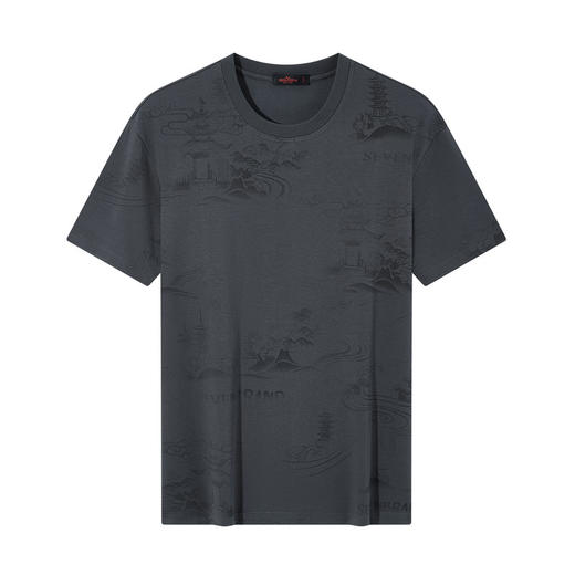 【国风图案】柒牌短袖T恤男士夏季新品水墨印花国潮圆领休闲上衣128T70410 商品图4