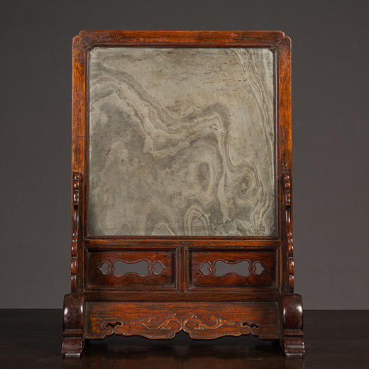 清早期 黄花梨镶绿石抱鼓墩座屏 商品图1