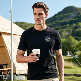 夏户外露营印花短袖T恤男士户外运动风纯棉圆领百搭休闲咖啡文化 NMT-2211