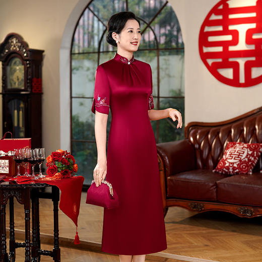 LHS-CB138新款高端喜婆婆婚宴旗袍 年轻新娘中式婚宴礼服 春夏季裙子 商品图2