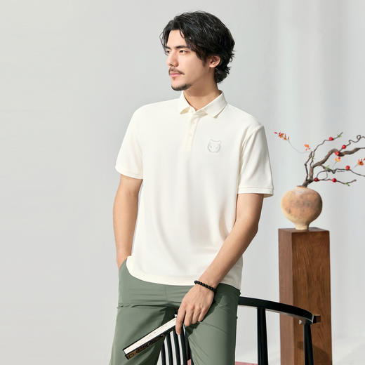 【十二生肖剪纸虎】柒牌短袖Polo衫男夏季凉感老虎图案休闲T恤衫128T72380 商品图3