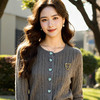 奢姿大码女装2025春季减龄链条时尚针织衫胖妹妹爱心扣百搭上衣9651621559 商品缩略图4