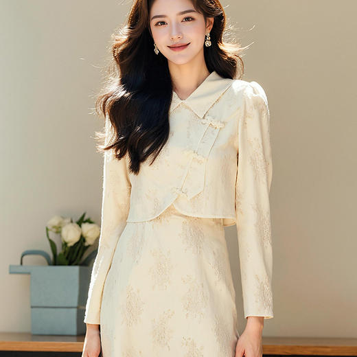 奢姿大码女装2025春季蕾丝气质POLO领裙子胖妹妹假两件时尚连衣裙9951890333 商品图3