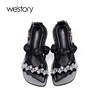 westory女鞋夏季方头水钻厚底花朵休闲凉鞋W22BG61371 商品缩略图3