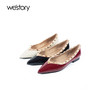 westory新款牛皮铆钉饰扣平底舒适小尖头单鞋S24CE75161（第二批） 商品缩略图0