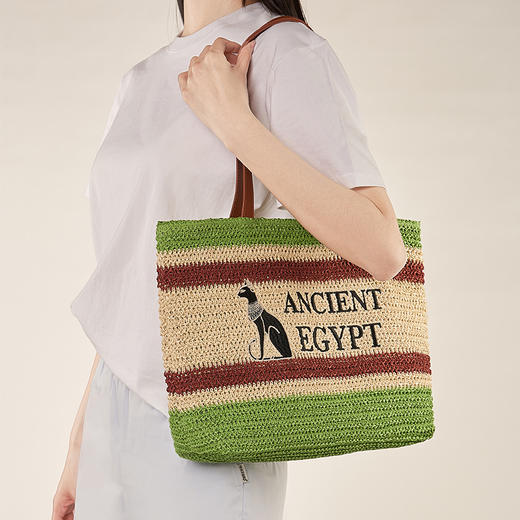 大英博物馆 安德森猫系列 度假风草编包 斜挎包 商品图2