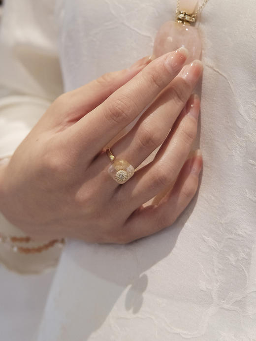 MELI&MOLI |芙蓉石四方瓶均码可调925银镶石香薰戒指—五行之火 商品图3