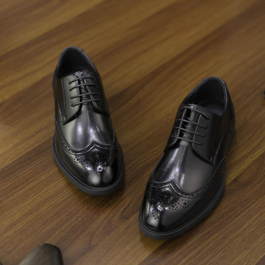 新款男士圆头三接/布洛克内增高雕花德比皮鞋  四款两色可选 商品图2