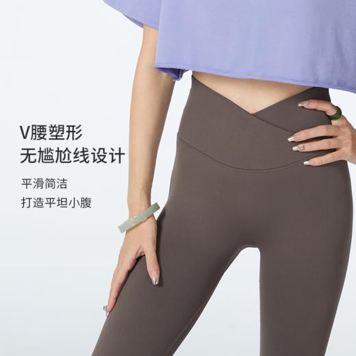 新款无缝交叉V腰夏季运动蜜桃臀收腹弹力九分紧身高腰无痕运动裤 商品图3