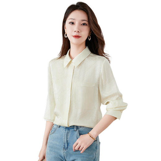 QS-22599590【真丝女装源头工厂】2025夏季真丝衬衫翻领长袖休闲衬衣22599590 商品图4
