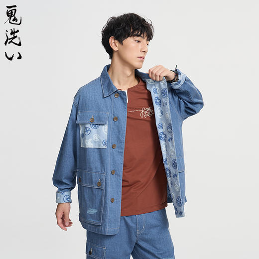 ONIARAI/鬼洗25春夏棒系列双面小达摩牛仔衬衫式外套男式 N340213 商品图1