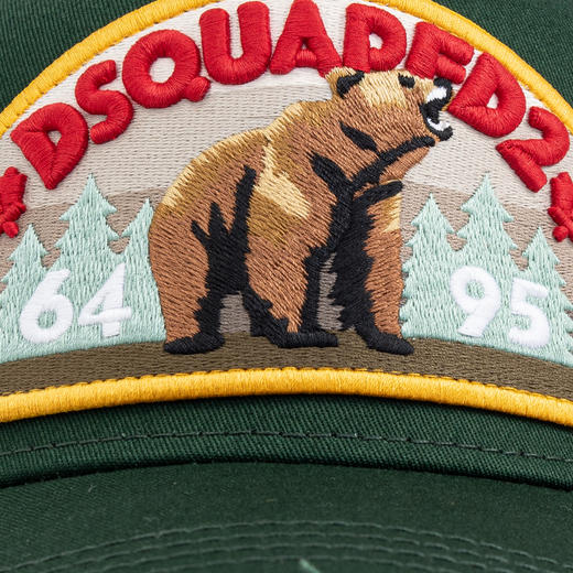 DSQUARED2 男士徽标刺绣棉质棒球帽 深绿色 BCM0875 05C00001 8106 商品图2