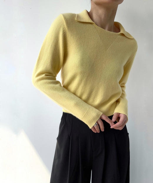 Viktoria Chan｜AW23087 Amalia polo cashmere  TOP [ 灰 / 黄] 商品图12