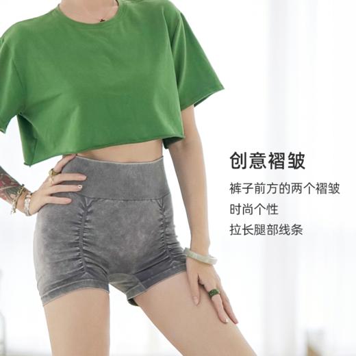 夏季运动健身瑜伽裤紧身前褶皱跑步三分裤提臀开翘美臀裤 商品图3