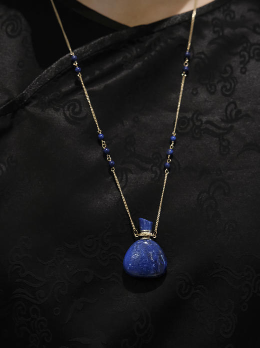 MELI&MOLI |青金中号福袋吊坠Y青金石圆珠点缀项链—五行之水 商品图2