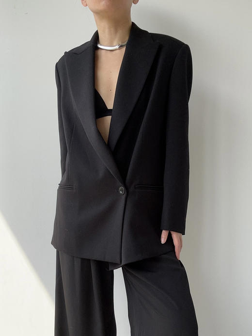 ranyepersonal｜blazer 粗斜纹廓形西装外套  [ 黑TOUCH24BL01-1] 商品图0