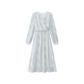 鹿向南「春日遐想」法式V领连衣裙女款2025新款春装气质显瘦裙子