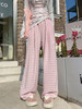 【多巴胺松弛感慵懒】夏季薄款高级感撞色格子直筒裤 垂感休闲山本阔腿裤  商品缩略图3