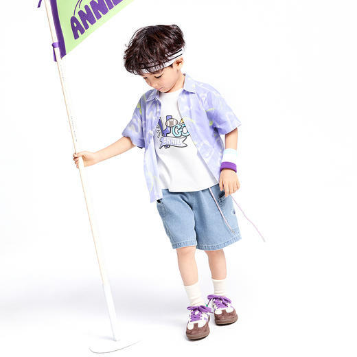 男童全腰牛仔中裤夏季新款安奈儿童装实体店同款XB526624 商品图5