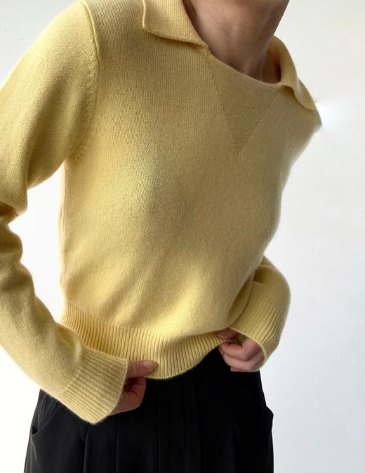 Viktoria Chan｜AW23087 Amalia polo cashmere  TOP [ 灰 / 黄] 商品图3
