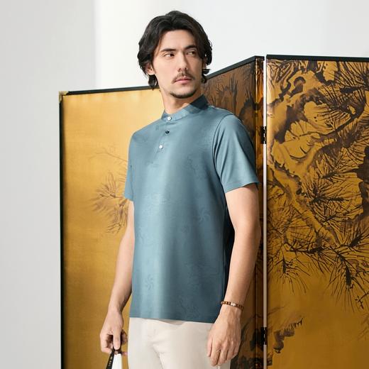 柒牌高弹短袖Polo衫男士夏季新品国风图案满身印花T恤128T72340 商品图1