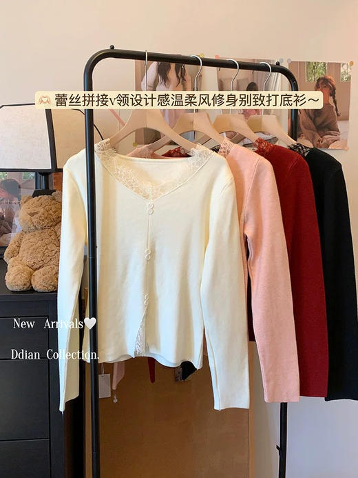 🌈高品质!!超绝纯欲风【伊泺杉蕾丝拼接针织衫】修身版型不紧绷巨显瘦的别致内搭‼️👏上身秒变纸片人‼️ ✔领口花型蕾丝睫毛边点缀真的很精致~ 商品图0