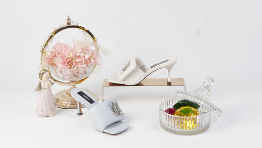 westory女鞋夏季新款细高跟羊皮镶钻饰扣舒适拖鞋61581 商品图5