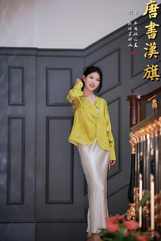 【青绿】新中式外套春季新款高级感人丝提花长袖开衫衬衣改良唐装国风衬衫 商品图3