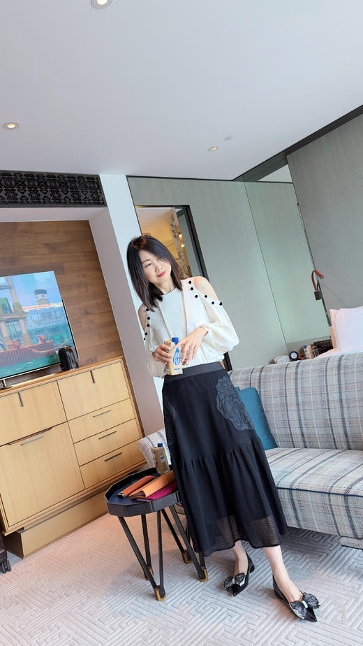 westory春秋一脚蹬豆豆鞋复古平底方头皮女鞋W23CE73181 商品图5