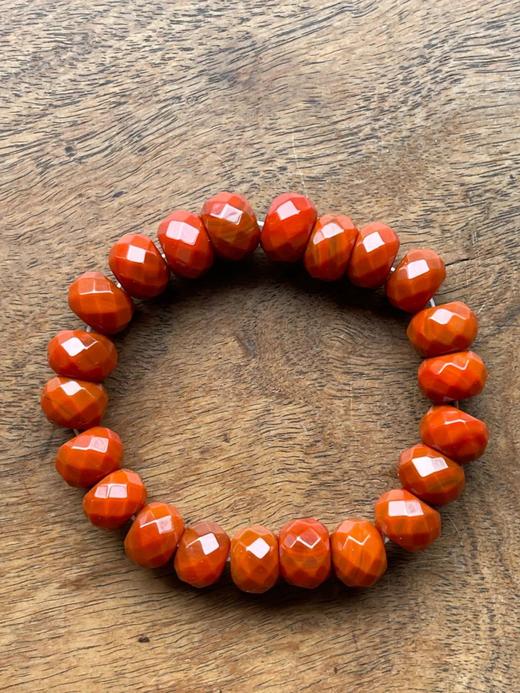 南红瑪瑙菱格面扁圆珠手链，顺丰包邮 商品图0