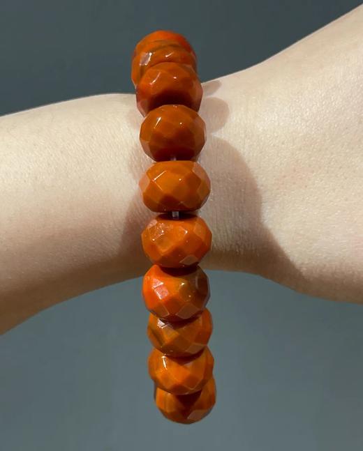 南红瑪瑙菱格面扁圆珠手链，顺丰包邮 商品图8