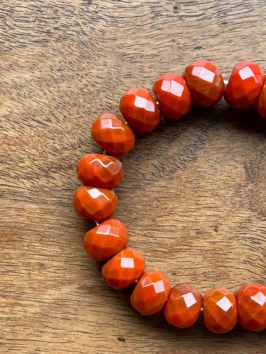 南红瑪瑙菱格面扁圆珠手链，顺丰包邮 商品图5