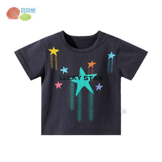 ZB2ES002夏季新款25年男童短袖T恤卡通满印宽松上衣凉感透气T恤冰感上衣 商品图0