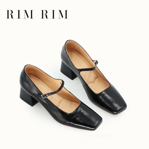 RIM RIM塑型马皮鞋新款复古一字扣玛丽珍中跟银粗跟单鞋2398 商品图1